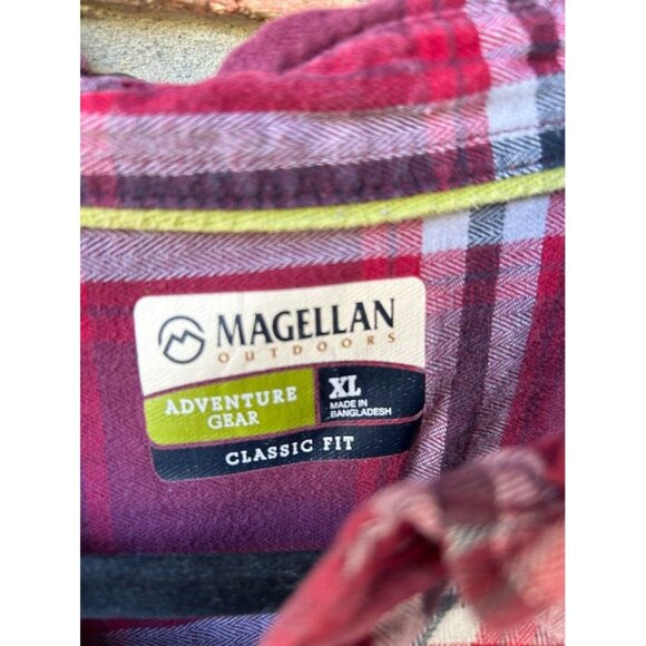 Magellan Outdoors Mens Plaid Button-Down Shirt XL Classic Fit Cotton Blend Burgu - Picture 4 of 6